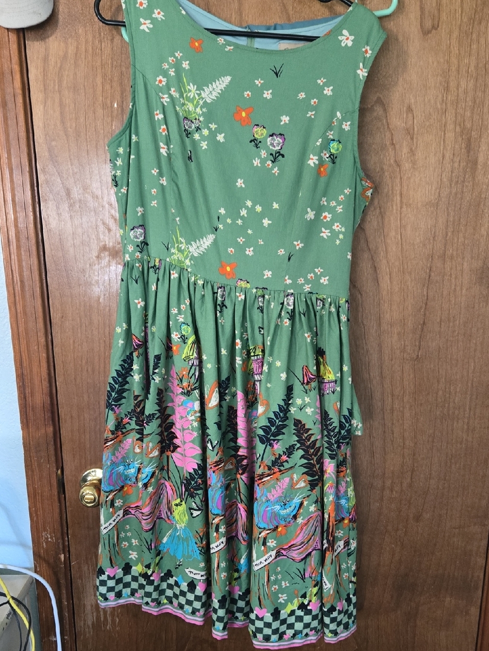 Lindy Bop Green Floral & Fairy Border Print Dress